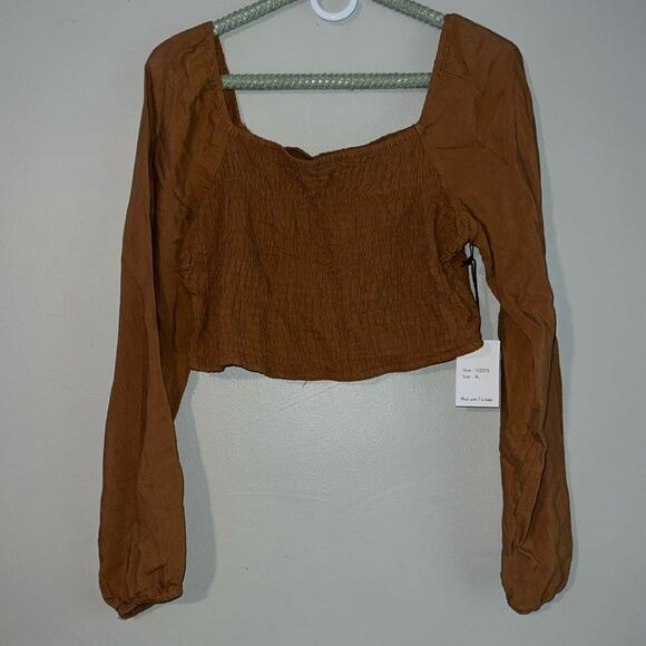 Japna smocked long sleeve crop top size extra large - Picture 1 of 9
